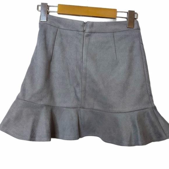 Fei Li Lai Grey Faux Suede Mini Skirt XS - Picture 2 of 6